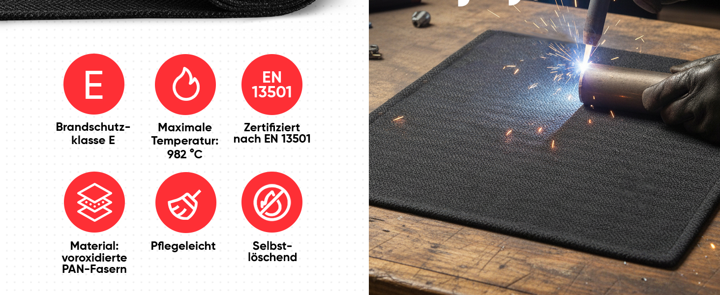 EVOCAMP Brandschutzunterlage, feuerfest bis 982 °C, aus voroxidierten Fasern, universell einsetzbar für Küche, Grill und Werkstatt-2