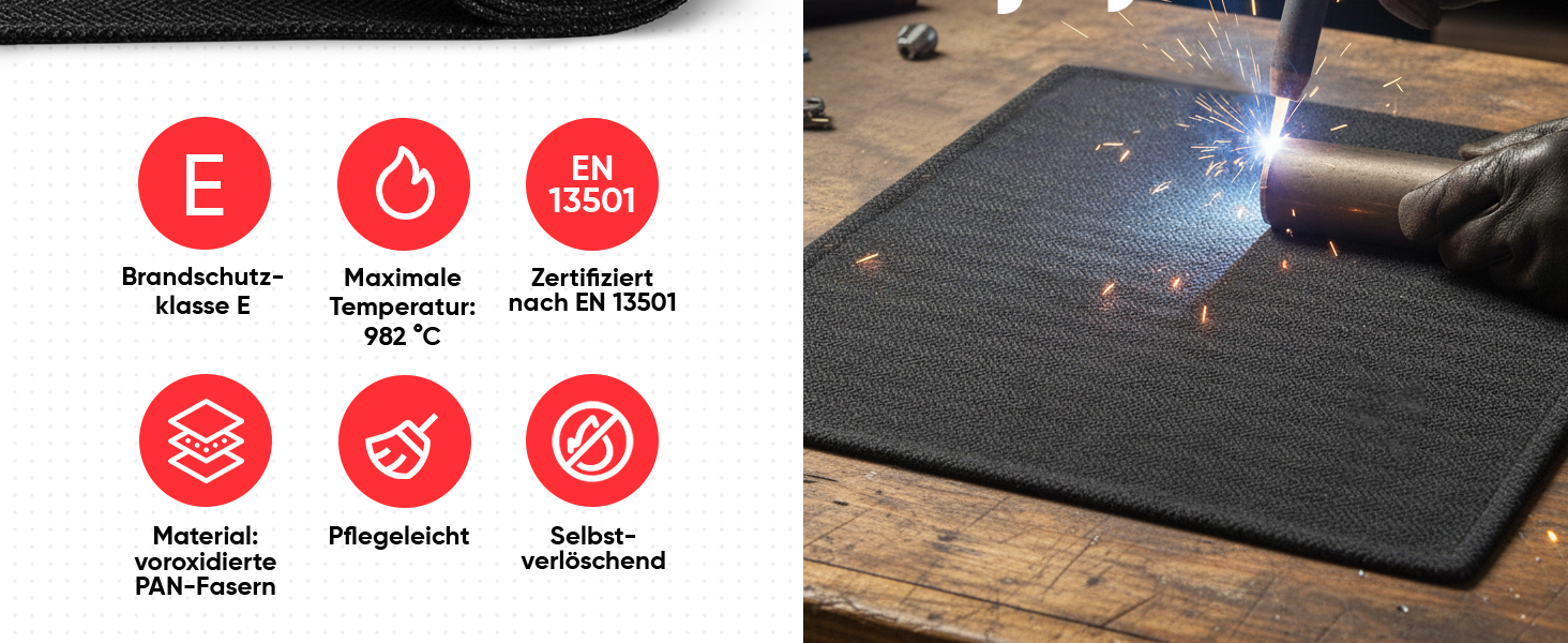 EVOCAMP Brandschutzunterlage, feuerfest bis 982 °C, aus voroxidierten Fasern, universell einsetzbar für Küche, Grill und Werkstatt-2