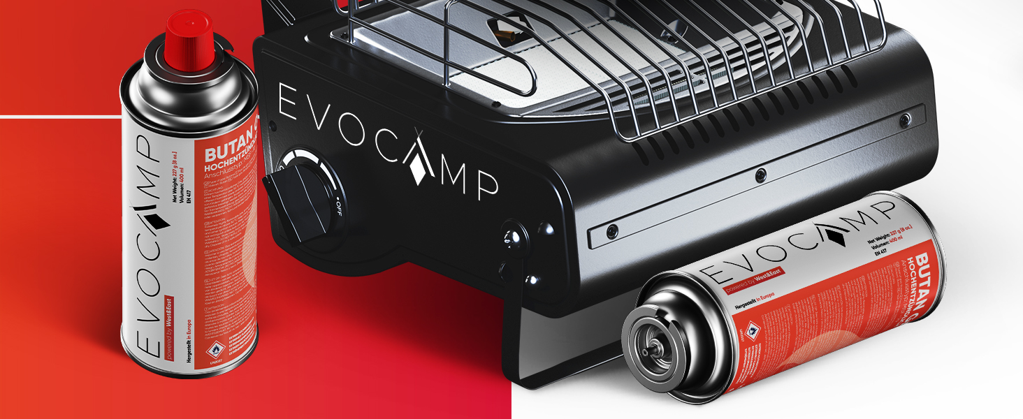 EVOCAMP tragbare Gasheizung & Gaskocher 2-in-1, 1,7 kW Leistung, multifunktionale Keramikheizung, Wärmequelle ohne Strom für Camping.-4