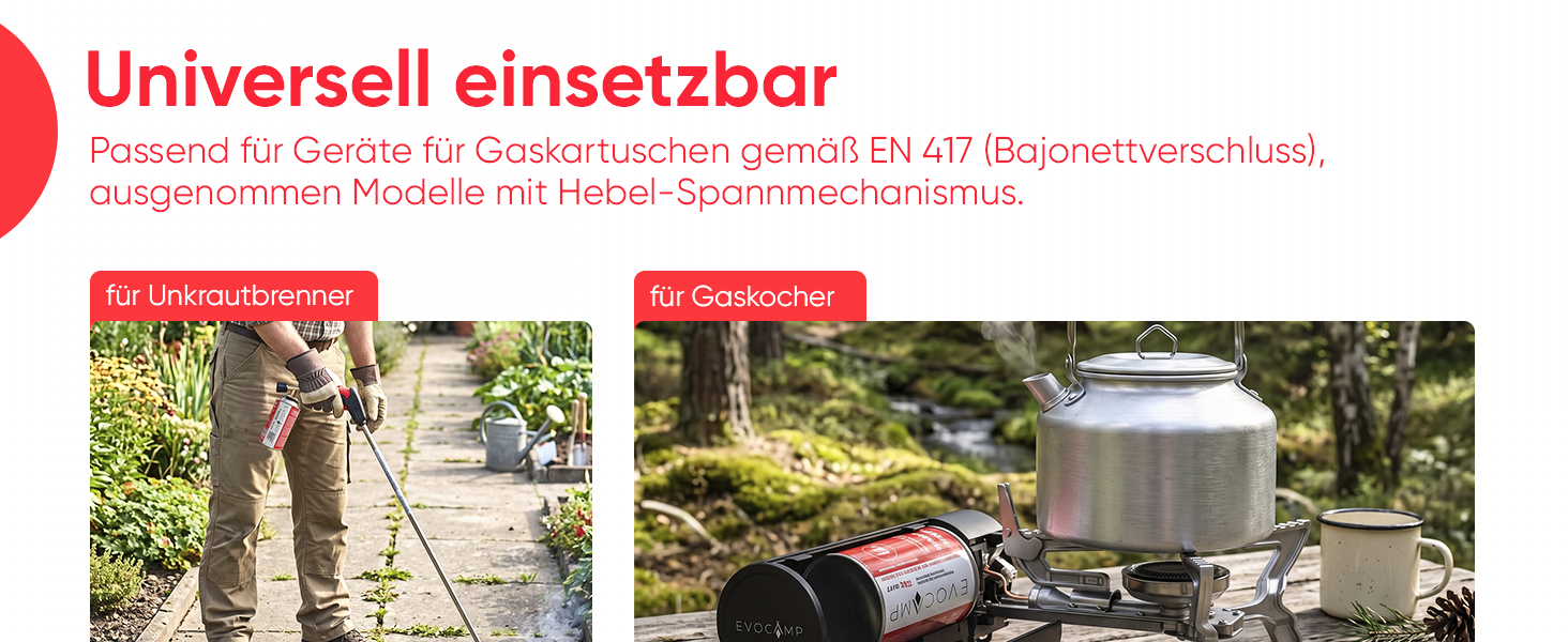 EVOCAMP Butangas-Kartusche 2x 120g mit selbstdichtendem Bajonettventil, nach EN 417, ultraleichtes Gas für Campingkocher, Gasbrenner und Lötbrenner-3
