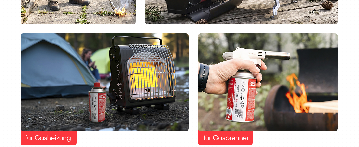 EVOCAMP Butangas-Kartusche 2x 120g mit selbstdichtendem Bajonettventil, nach EN 417, ultraleichtes Gas für Campingkocher, Gasbrenner und Lötbrenner-4