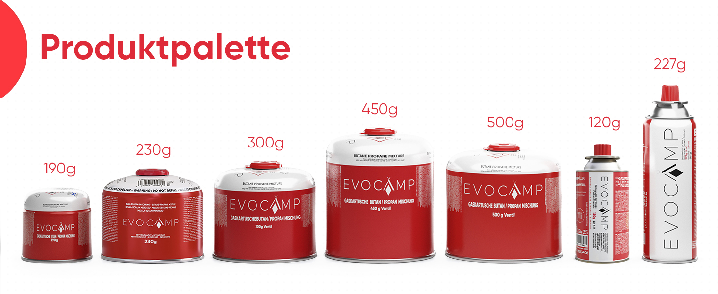 EVOCAMP Butangas-Kartusche 2x 120g mit selbstdichtendem Bajonettventil, nach EN 417, ultraleichtes Gas für Campingkocher, Gasbrenner und Lötbrenner-5