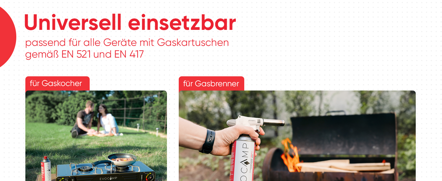 EVOCAMP 1x Butan Gaskartusche 227g ideal für Campingkocher, Gasheizung oder Unkrautbrenner, Camping Gas Butangas Kartusche Typ MSF-1a-3