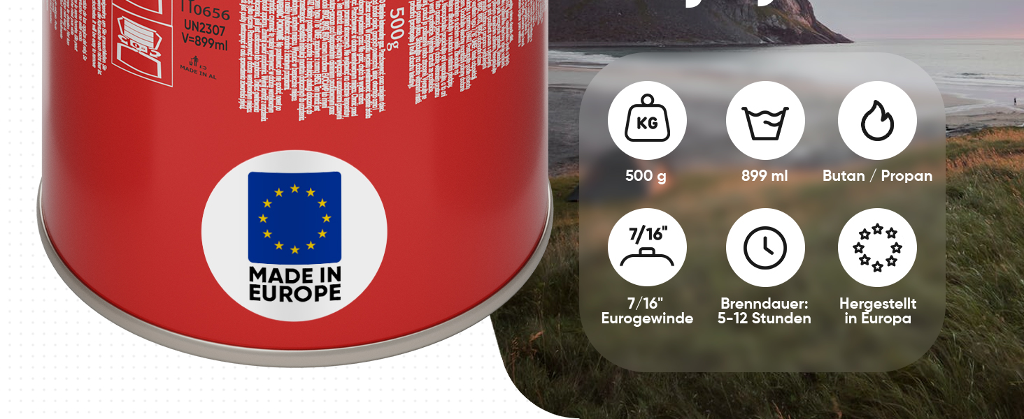 2x Butangas Kartuschen 500g, Schraubkartusche mit Butan/ Propan Gas 899 ml, Gaskartusche nach EN 417, Ventilkartusche mit Schraubverschluss, Gas Kartusche mit Camping Gas, Gaskartuschen Schraubventil-2