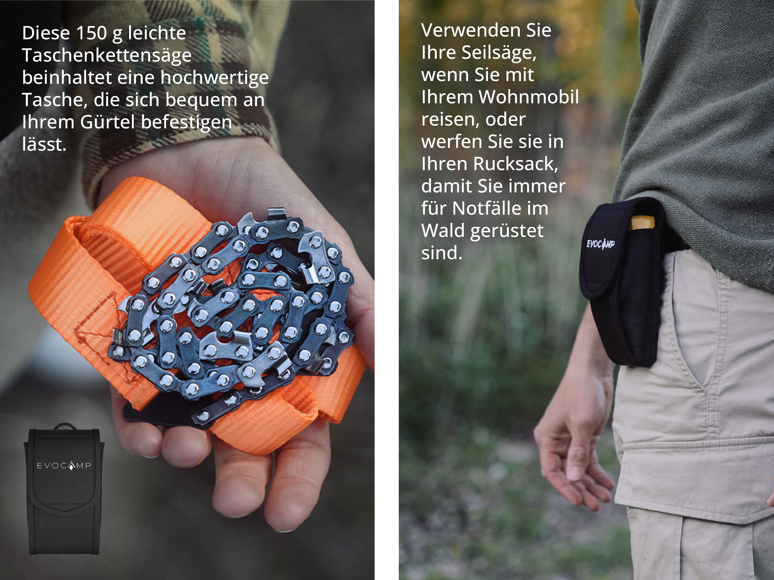WISERPO Handkettensäge Aus Carbonstahl – 33 Zähne, 103 Cm, Mit Ledertasche Für Camping & Garten