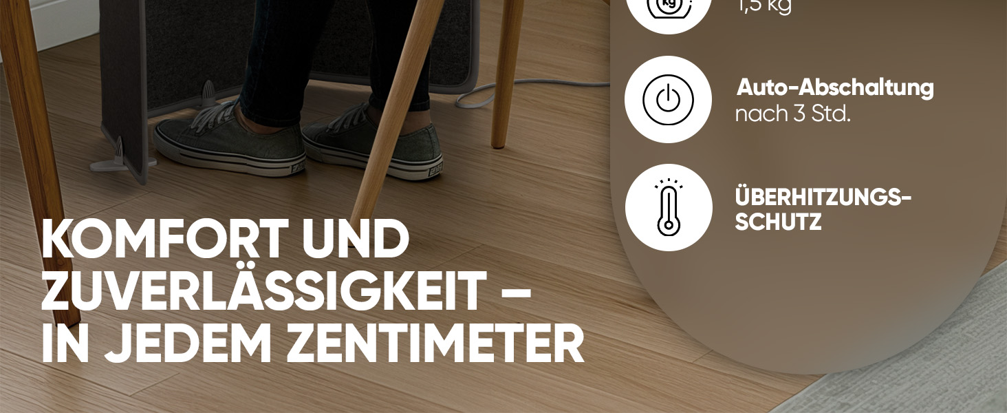 Björn&Schiller Heizpaneel 100×51×2 cm - Fußheizung Schreibtisch, Mini Infrarotheizung, Infrarot Panel, Schreibtischheizung, kompakt, grau-2