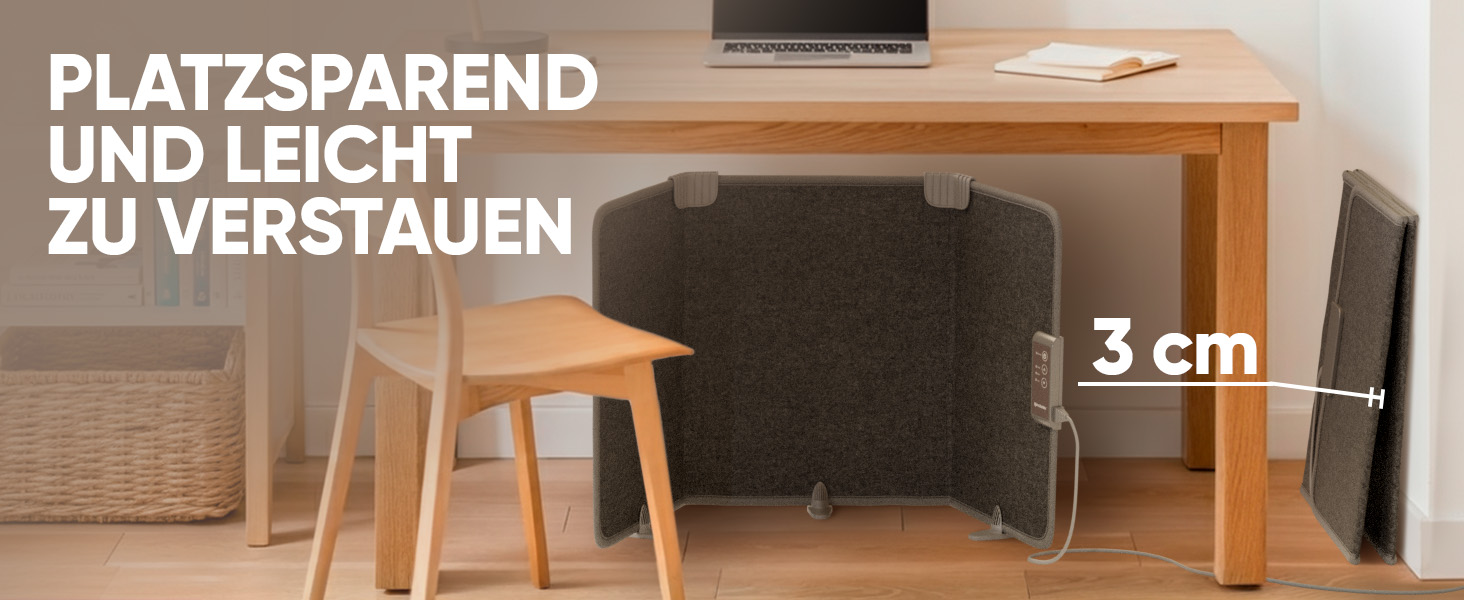 Björn&Schiller Heizpaneel 100×51×2 cm - Fußheizung Schreibtisch, Mini Infrarotheizung, Infrarot Panel, Schreibtischheizung, kompakt, grau-4