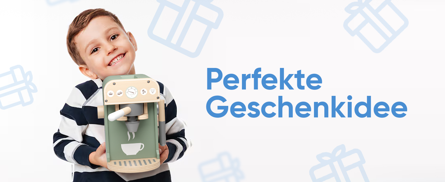 Björn&Schiller Kinder Kaffeemaschine Holz – Spielzeug Kaffeemaschine mit Zubehör, farbenfroh, fördert Kreativität und Feinmotorik, ab 3 Jahren-4