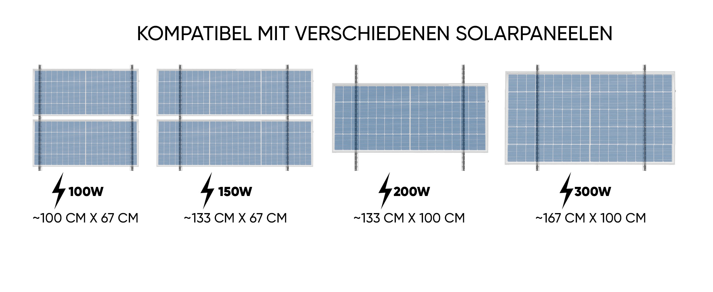 4 Stück (2 Paare) Solarpanel Halterungen 114 cm, robustes Aluminium Winkelprofil, Solarhalterung: Montage für Balkon, Wand, Flachdach, Wohnmobil, Zubehör Balkonkraftwerk, Solarpanel Ständer-5