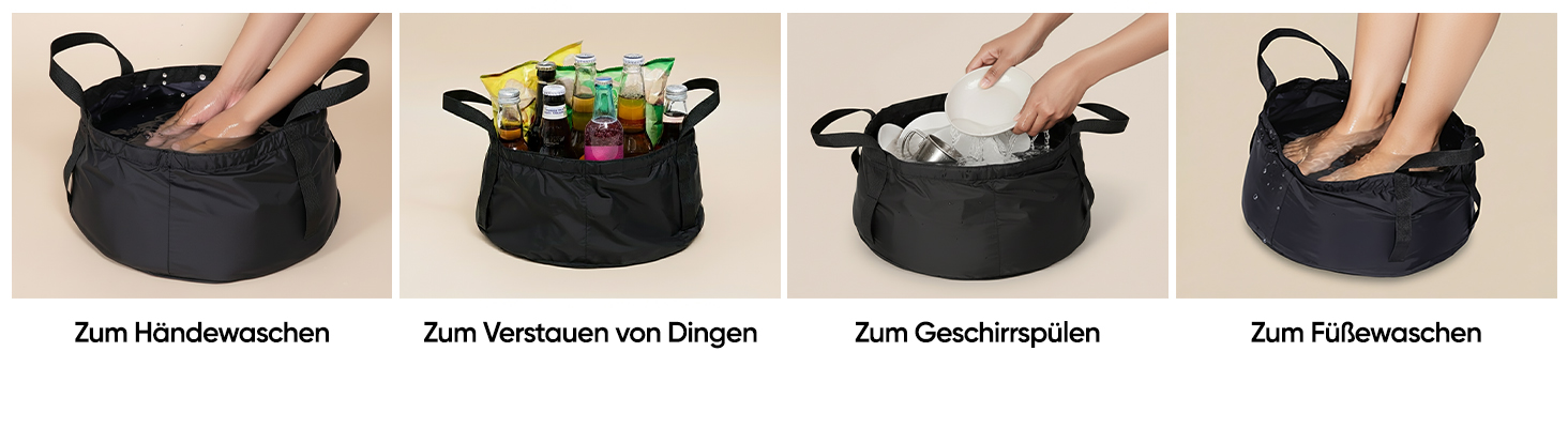 EVOCAMP Faltbare Spülschüssel Camping, 8,5L Wasserdicht aus robustem Nylon, Ultraleicht und hitzebeständig, Mit praktischem Aufbewahrungsbeutel-4