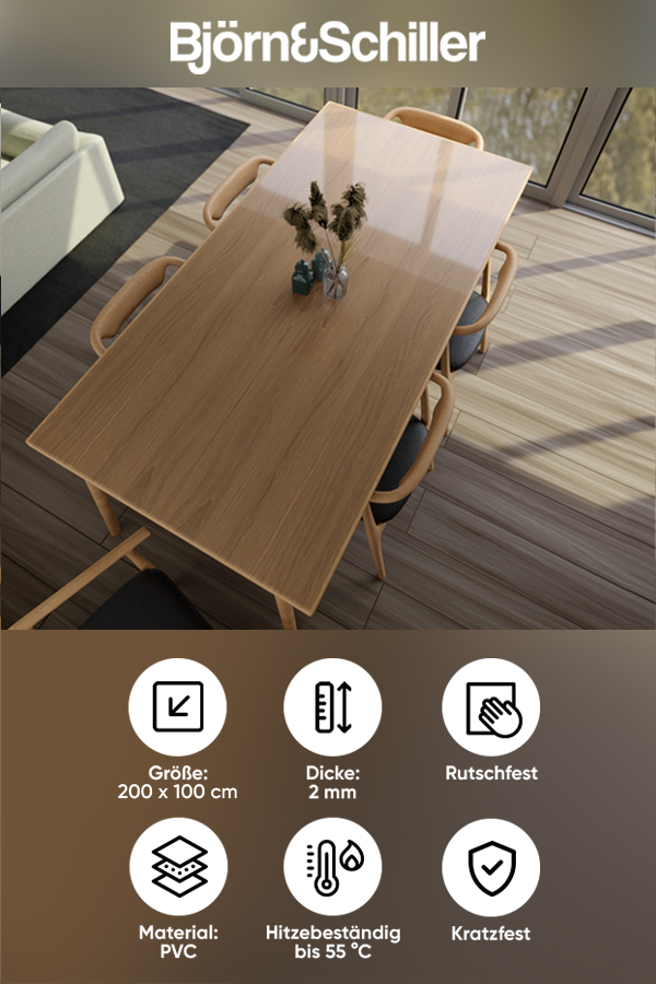 Björn&Schiller Tischfolie transparent 2mm, Schutzfolie für Tisch 100x, 49,99 € 49,99 € kaufen
