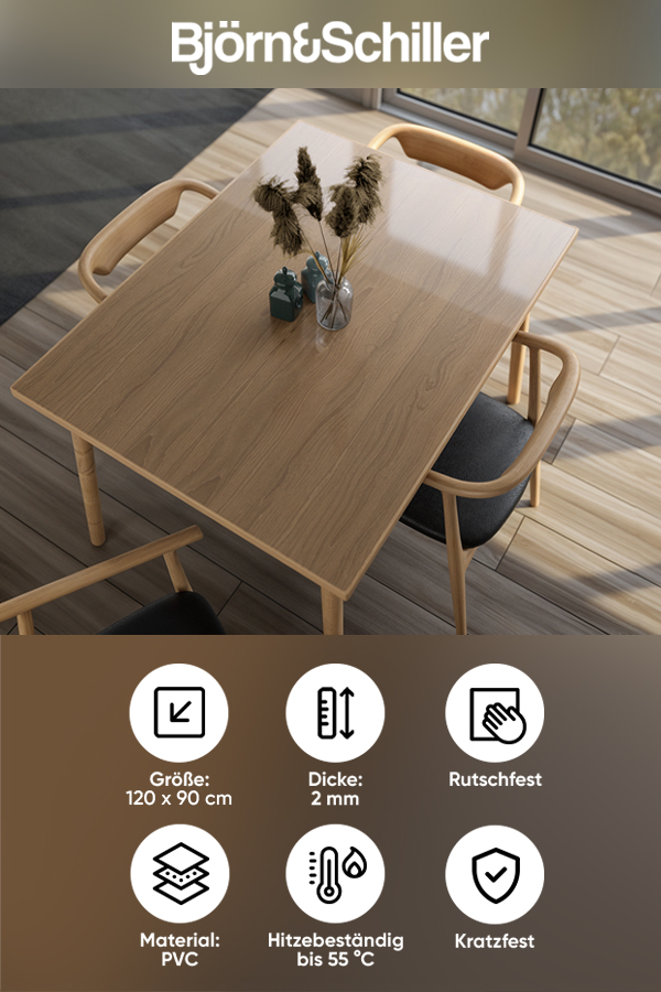 Björn&Schiller Tischfolie transparent 2mm, Schutzfolie für Tisch 90x1, 29,99 € 29,99 € kaufen