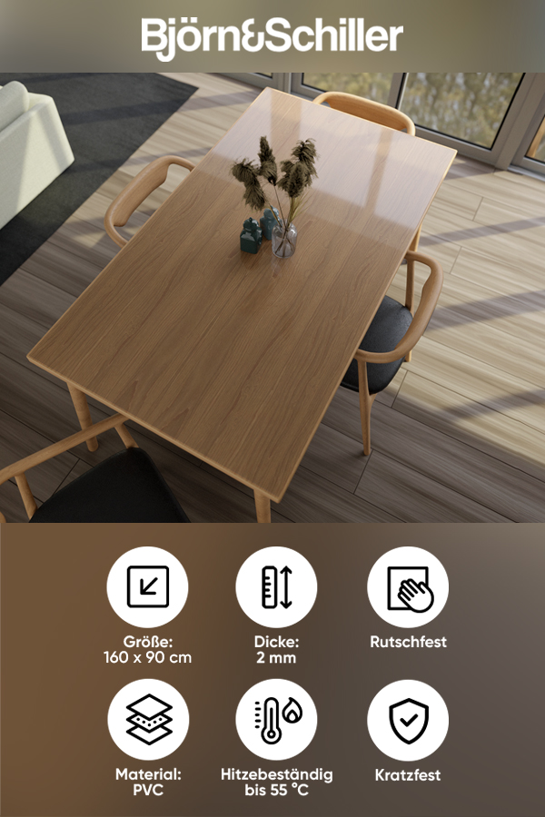 Björn&Schiller Tischfolie transparent 2mm, Schutzfolie für Tisch 90x1, 39,99 € 39,99 € kaufen