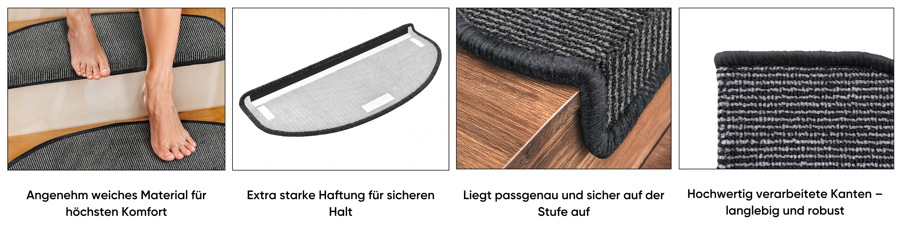 Antirutschmatten für Treppen, selbstklebende Stufenmatten Halbrund, Treppenteppich Grau, Rutschfeste Treppenstufen Matten 15er Set-2