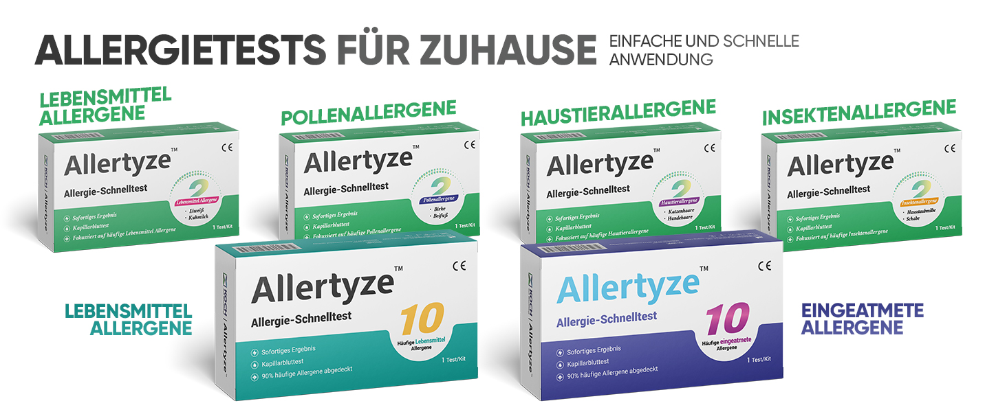 Allertyze Allergietest für zuhause, Allergie Test ohne Versand in ein Labor, 10 Häufige eingeatmete Allergene Selbsttest, sofortiges Ergebnis, medizinische Tests, Kapillarbluttest-6