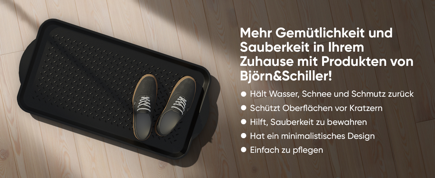 Björn&Schiller Schuhabtropfschale, Gummi Abtropfwanne für Schuhe Rand 3 cm, Rutschfeste Abtropfschale für Flur, Wasserdichtes Schuhwanne-4