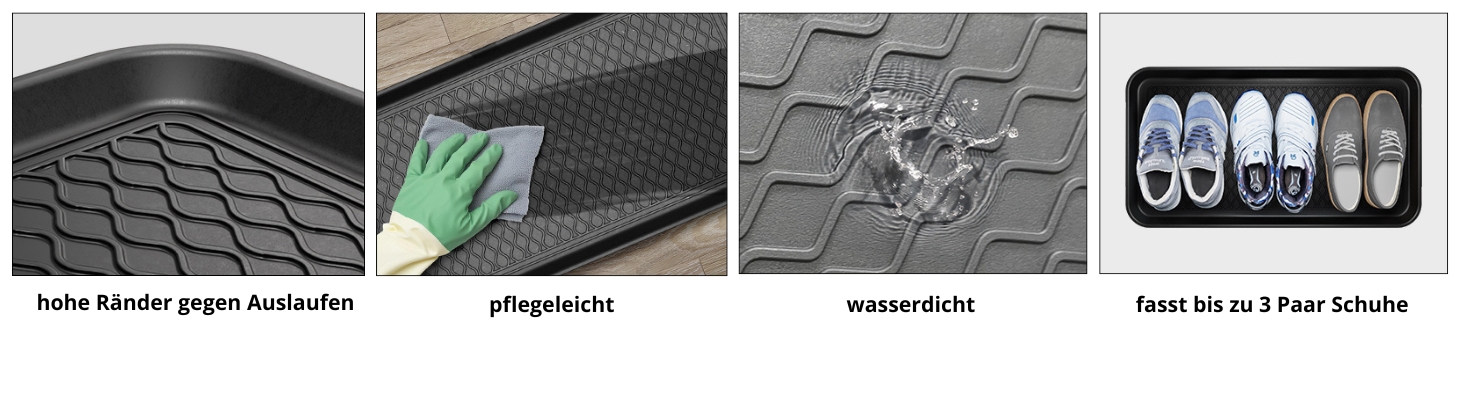 Björn&Schiller Schuhablage 38x75,5 cm, Schuhabtropfschale mit 3 cm Rand, Schuhmatte, Wasserfestes Schuhtablett, Schuhwanne aus Polypropylen-2