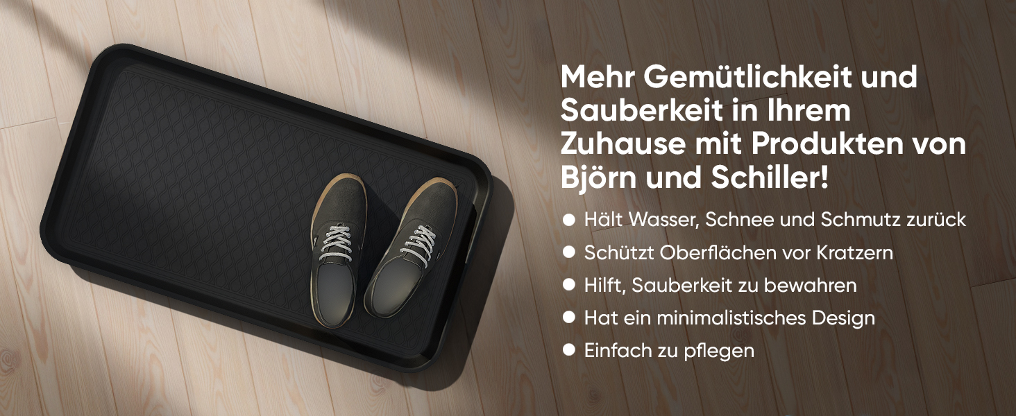 Björn&Schiller Schuhablage 38x75,5 cm, Schuhabtropfschale mit 3 cm Rand, Schuhmatte, Wasserfestes Schuhtablett, Schuhwanne aus Polypropylen-4