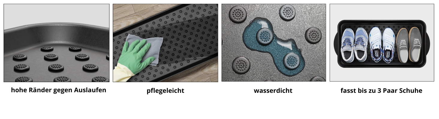Björn&Schiller Schuhablage 37x74,5 cm, Schuhabtropfschale mit 3 cm Rand, Schuhmatte, Wasserfestes Schuhtablett, Schuhwanne aus Polypropylen-2
