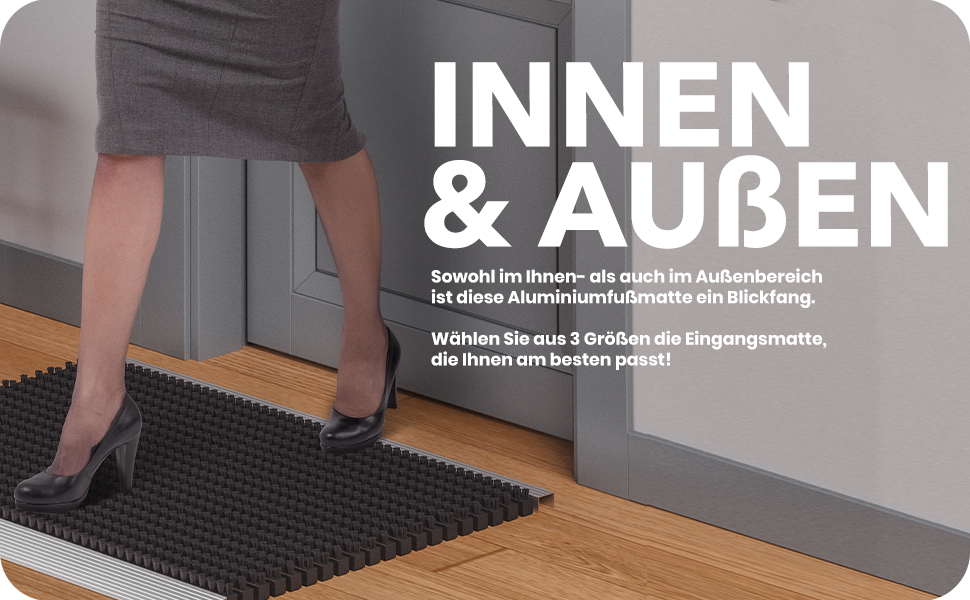 Alu-Fußmatte mit Bürsten, 40x60cm, für Außenbereich. Schwarz. Auch als Türmatte oder Fußabtreter geeignet-5